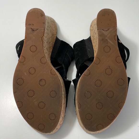 Ugg Marta black suede cork wedge heel sandals.  Size 10. - Picture 9 of 10